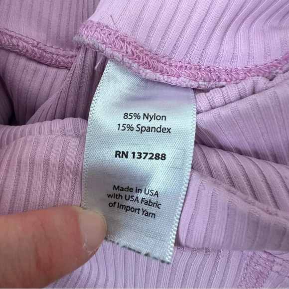 Year of Ours Pink Ribbed Veronica Crossover Waist Leggings Size M - Picture 6 of 6